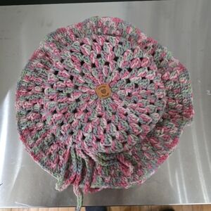 Crochet Pink and Gray Beanie